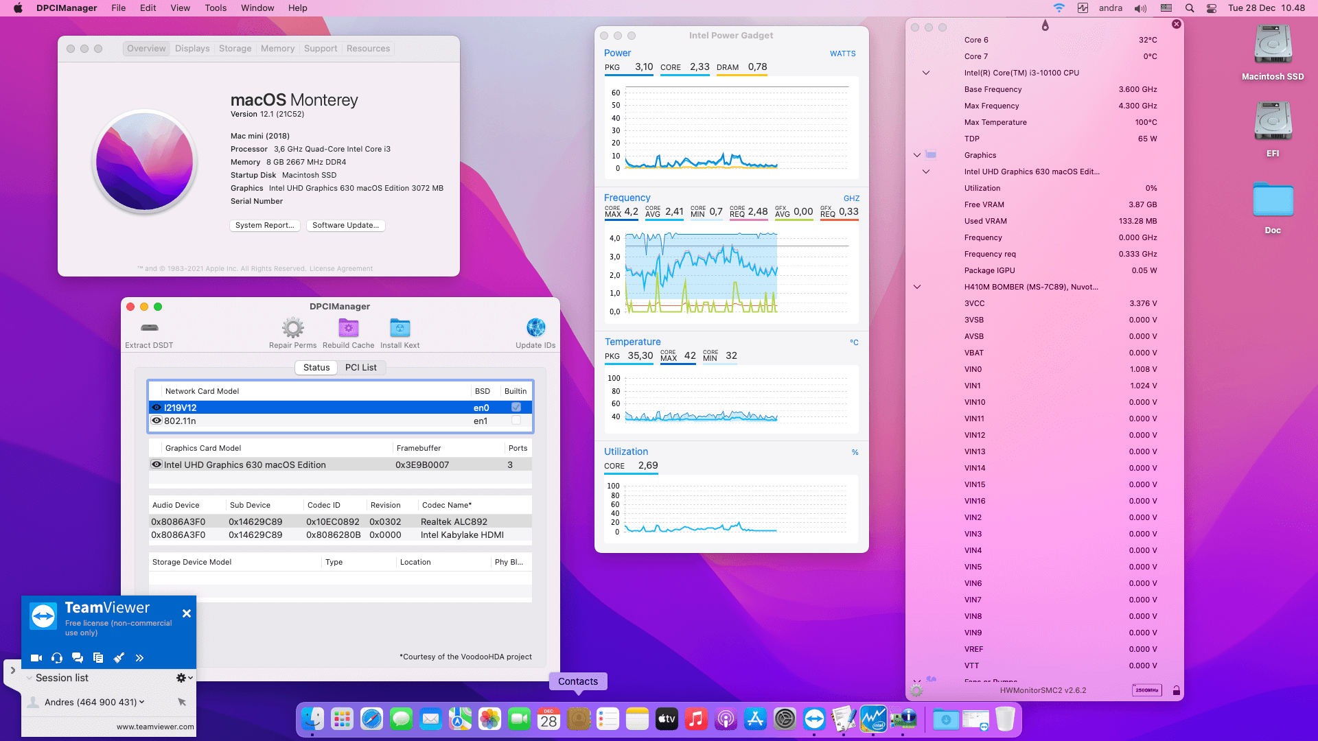 Success Hackintosh macOS Monterey 12.1 Build 21C52 in MSI H410M Bomber + Intel Core i3 10100
